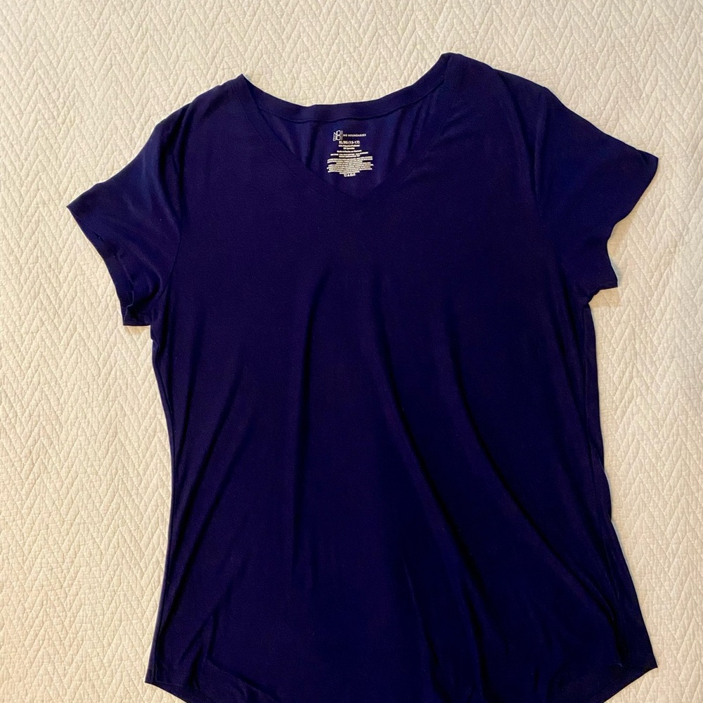 Women's Navy Blue V-Neck Top